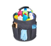 Bolsa para Limpieza, Contenedores para Productos de Limpieza con 6 Bolsillos Cesta de Limpieza Portatil Caja para Productos de Limpieza, para Guardar Productos de Limpieza y Herramientas (Gris Oscuro)