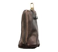 Bolsa para llavero, monedero de cuero con cremallera y llavero para actividades al aire libre, viajes, negocios, Color café