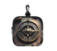 Bolsa para monedas, diseño mágico de runas nórdicas, brújula, tarjetero, mini cartera con llavero, para viajes, uso diario y regalos