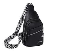 Bolsa para mujer con cable de datos USB, bolsa de mensajero, bolsa de pecho casual, mochila de gran capacidad, ligera, para una sola persona, Negro, Talla única