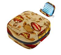 Bolsa para niñas y mujeres, bolsa de basura sanitaria de desarrollo retro con globo aerostático, bolsa de gran capacidad con cremallera para almohadilla menstrual