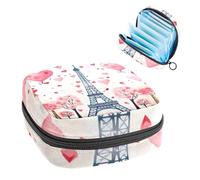 Bolsa para niñas y mujeres, diseño de la Torre Eiffel Día de San Valentín 1714, bolsas sanitarias para desechar servilletas, bolsa de gran capacidad con cremallera para almohadilla menstrual