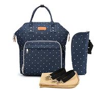 Bolsa para pañales, de la marca Paramount City, con cambiador, almacenamiento aislado para biberones y enganches para el cochecito Dark Blue Polka Dot