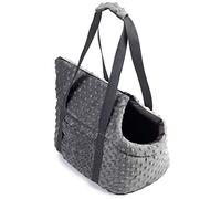 Bolsa para Perros, Bolsa para Cachorros - Gris (Minky), L: 42x29x33 cm - Bolsa de Transporte para Perros pequenos y medianos, Cachorros, Gatos