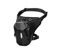 Bolsa para pierna de motocicleta, riñonera multifuncional negra para muslo con bolsillo expandible y correa extraíble.