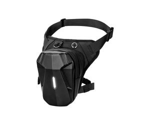 Bolsa para pierna de motocicleta, riñonera multifuncional negra para muslo con bolsillo expandible y correa extraíble.