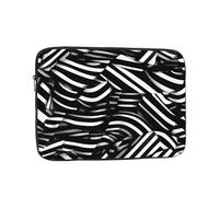 Bolsa para portátil a prueba de golpes, portátil, a la moda, líneas blancas y negras, diseño impreso, funda para viajes de negocios, trabajo, universidad, Black, 10 inch