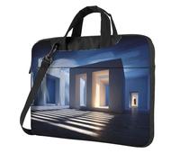 Bolsa para portátil con patrón geométrico brillante único y fácil de transportar para viajes de negocios, trabajo y estudio, Negro, 14 inch