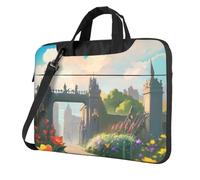 Bolsa para portátil con patrón único de puerta exterior del castillo y fácil de transportar para viajes de negocios, trabajo y estudio, Negro, 15.6 inch