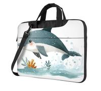 Bolsa para portátil de 13 pulgadas con patrón único de delfines de dibujos animados y fácil de transportar para viajes de negocios, trabajo y estudio