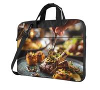 Bolsa para portátil de 15.6 pulgadas con un delicioso patrón de carne de vacuno ligero y fácil de transportar para viajes de negocios, trabajo y estudio