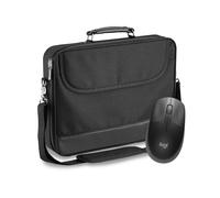 Bolsa para portátil PEDEA 15,6 pulgadas BLACKLINE + ratón Logitech M190 Bolso para portátil con bandolera, negro