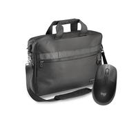 Bolsa para portátil PEDEA de 15,6 pulgadas "Clutch" + ratón Logitech M190 Bolso bandolera para portátil con compartimento para tableta, negro