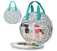 Bolsa para proyectos de bordado de 12, 6 pulgadas, estética, con múltiples bolsillos, con asa reforzada, organizador de tela Oxford para bastidores de hilo, bolsa para proyectos de bordado.