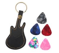 Bolsa para púas de guitarra, bolsa portátil de cuero para púas de guitarra, sensación cómoda, fundas para llaveros de púa, bolsas que incluyen accesorios para púas para (Negra)