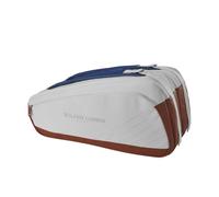 Bolsa para raquetas de tenis WILSON Roland-Garros Super Tour (hasta 9 raquetas, arcilla, blanco y azul marino)