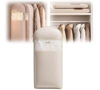 Bolsa para ropa colgante que ahorra espacio con cremallera autocomprimible, funda antipolvo para abrigos de plumas, organizador de armario que ahorra espacio.(Beige,L)