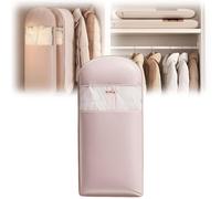 Bolsa para ropa colgante que ahorra espacio con cremallera autocomprimible, funda antipolvo para abrigos de plumas, organizador de armario que ahorra espacio.(Pink,L)