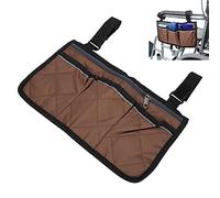 Bolsa para Silla de Ruedas con Bolsillos, Organizador Lateral para Silla de Ruedas, Bolsa de Almacenamiento para Reposabrazos para el Hogar, Carrito de Bebé Al Aire Libre, Accesorios para(Café)