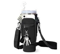 Bolsa Para Stanley Cup 40oz,Botella De Agua Bolsa De Transporte Con Compartimento Para Teléfono Móvil, Correa De Hombro Ajustable, Mosquetón Y Llavero Para Practicar Senderismo Viajar Acampar (Negro)