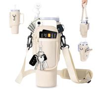Bolsa para Stanley Cup 40oz, Soporte para Botella De Agua con Correa Ajustable para El Hombro, Stanley Cup Accesorios, para Viajes, Camping, Ciclismo (Crema)
