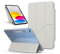 Bolsa para tableta, funda For iPad 10th Generation Case 10.9 inch Detachable Magnetic Slim Protective Case, Multi-Angle Viewing Clear Transparent Back Shell Stand Shockproof Tablet Cover(Szary)