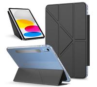 Bolsa para tableta, funda For iPad 10th Generation Case 10.9 inch Detachable Magnetic Slim Protective Case, Multi-Angle Viewing Clear Transparent Back Shell Stand Shockproof Tablet Cover(Svart)
