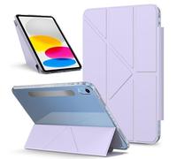 Bolsa para tableta, funda For iPad 10th Generation Case 10.9 inch Detachable Magnetic Slim Protective Case, Multi-Angle Viewing Clear Transparent Back Shell Stand Shockproof Tablet Cover(Purple)