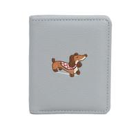 Bolsa para tarjetas de órgano de perro salchicha, mini tarjetero, lindo color sólido bordado Dachshund Dog Wallet, Gris, Casual
