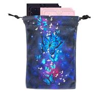 Bolsa para tarjetas de tarot, bolsa de joyería con cordón con patrón de mariposa | Soporte para tarjetas de oráculo de runa de 5.12 x 7.09 pulgadas, bolsa de almacenamiento de tarot para entusiastas y
