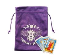 Bolsa para tarjetas de tarot, bolsa de terciopelo con cordón, almacenamiento de joyas de 5.12 x 7.09 pulgadas, soporte para dados, diseño multiusos, ideal para lecturas de tarot, tarjetas de oráculo