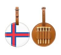 Bolsa Para Tees De Golf De Piel Sintética Con Estampados Divertidos De La Bandera De Las Islas Feroe Y 5 Tees De Madera Para Entrenamiento De Golf Regalo Para Golfistas Esposos Novios Y Padres