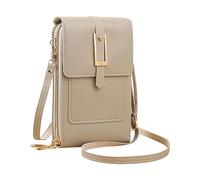 Bolsa para teléfono móvil con pantalla transparente, bolsa pequeña multifuncional para teléfono móvil, bolsa de mujer, bolsa vertical portátil para hombre (gris, talla única)