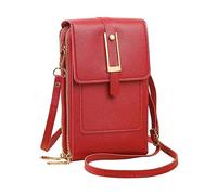 Bolsa para teléfono móvil con pantalla transparente, bolsa pequeña multifuncional para teléfono móvil, bolsa de mujer, bolsa vertical portátil para hombre (rojo, talla única)