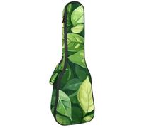 Bolsa para ukelele de 58,4 cm, tinta verde y texturas de acuarela sobre fondo blanco, funda de transporte acolchada con almacenamiento y asa gruesa, Multicolor 05, 25.9x9x3.1in/66x23x8cm, Organizador