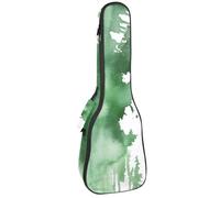 Bolsa para ukelele de 58,4 cm, tinta verde y texturas de acuarela sobre fondo blanco, funda de transporte acolchada con almacenamiento y asa gruesa, Multicolor 03, 25.9x9x3.1in/66x23x8cm, Organizador