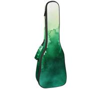 Bolsa para ukelele de 58,4 cm, tinta verde y texturas de acuarela sobre fondo blanco, funda de transporte acolchada con almacenamiento y asa gruesa, Multicolor 01, 25.9x9x3.1in/66x23x8cm, Organizador