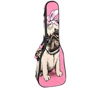 Bolsa para ukelele, diadema con lazo rosa, funda para ukelele Dpg para concierto soprano tenor de 23 pulgadas, 10 mm de grosor, suave acolchado con correas ajustables