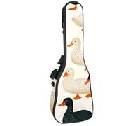 Bolsa para ukelele, funda para ukelele para concierto soprano tenor de 23 pulgadas, 10 mm de grosor, acolchado suave, correas ajustables, patos indios negros y blancos