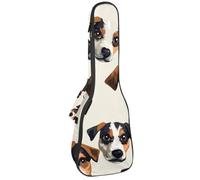 Bolsa para ukelele, funda para ukelele para concierto soprano tenor de 23 pulgadas, 10 mm de grosor, acolchado suave, correas ajustables, bolsa de concierto, perro Jack Russell Terrier