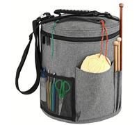 Bolsa para Utensilios de Tejer Bolsa de ganchillo de gran capacidad, con bolsillo frontal para hilo, organizador para ganchos y agujas de tejer.(Grey)