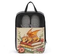 Bolsa para zapatos de golf con diseño de dragón en libros, diseño de flores vintage, para viajes, uso diario, antipolvo