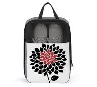 Bolsa para zapatos de golf con diseño de flores de dalia rosa y negra para viajes, uso diario, antipolvo