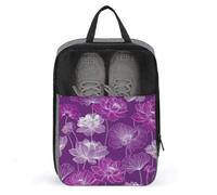 Bolsa para zapatos de golf con diseño de flores de loto blanco sobre hojas moradas para viajes, uso diario, bolsa de almacenamiento antipolvo para zapatos de golf