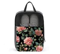 Bolsa para zapatos de golf con diseño de flores rosadas para viajes, uso diario, antipolvo