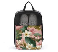 Bolsa para zapatos de golf con diseño de flores y plátano y hojas de plátano tropicales, color rosa y blanco