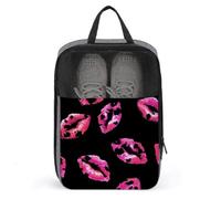 Bolsa para zapatos de golf con diseño de leopardo rosa para pintalabios y marcas de beso para viajes, uso diario, antipolvo