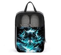 Bolsa para zapatos de golf con diseño de lobo de fuego azul con ojos brillantes para viajes, uso diario, bolsa de almacenamiento antipolvo para zapatos de golf