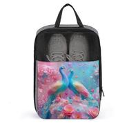 Bolsa para zapatos de golf con diseño de pájaros pavo real enamorados para viajes, uso diario, bolsa de almacenamiento antipolvo para zapatos de golf