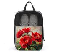 Bolsa para zapatos de golf con diseño de rosas rojas brillantes para viajes, uso diario, antipolvo